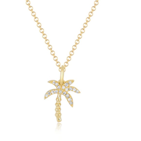 EF Collection Diamond Yellow Gold Wild Palm Tree Necklace $625.00 - Picture 1 of 5